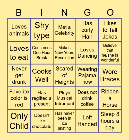 HUMAN BINGO Card