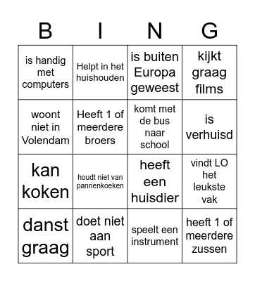 Kennismaken Bingo Card