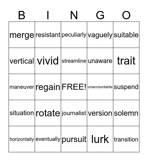 Unit 8 (Review) Bingo Card