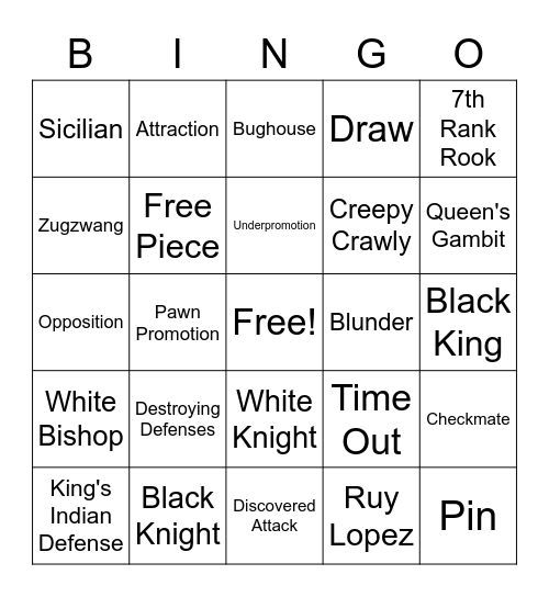 Chess Bingo Card