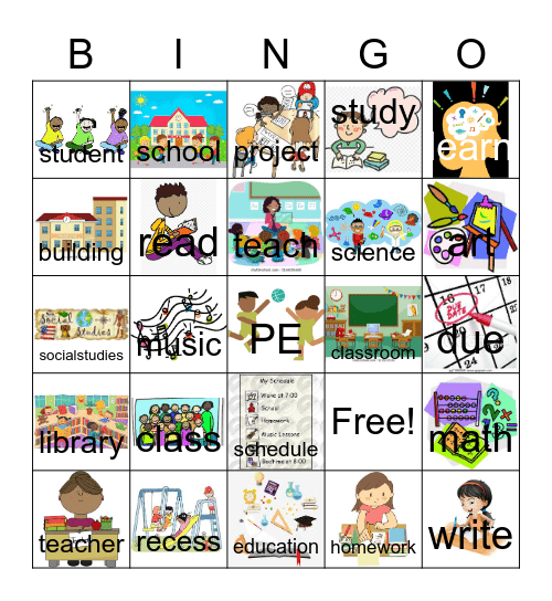 School Bingo - Part 1 Bingo Card