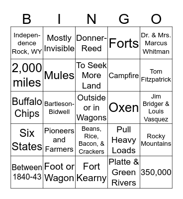 Backpacking In Northwest Grand Oregon Bingo Card