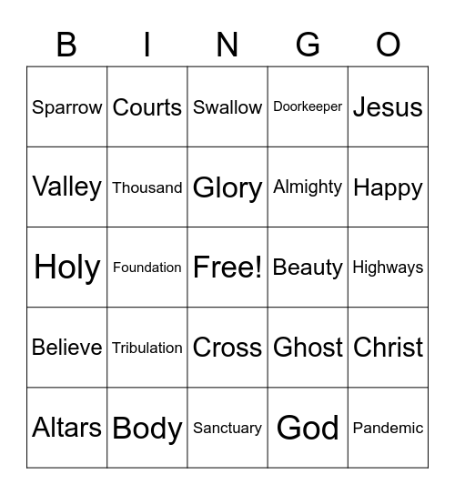 August 22 Worship Bingo (Listen for words during worship and check them off when you hear them) Just for fun - no prizes Bingo Card
