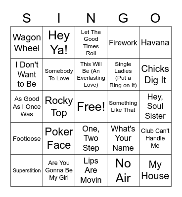 Singo Bingo Card