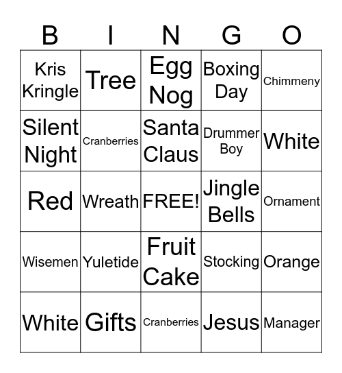 Christmas Bingo Card