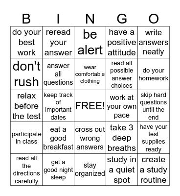 STUDY Bingo Card