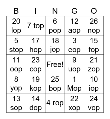 Test Kel Bingo Card