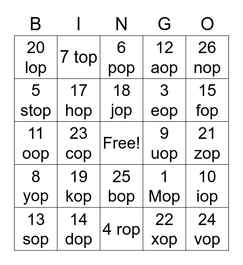 Test Kel Bingo Card