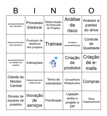 Bingo da Pi Júnior Bingo Card