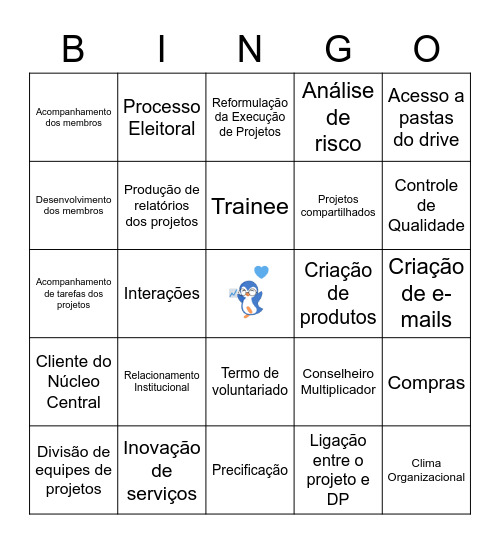 Bingo da Pi Júnior Bingo Card