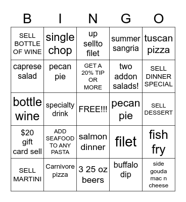 SERVER BINGO Card