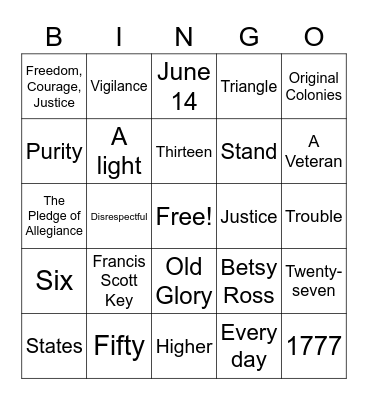 Flag Bingo Card