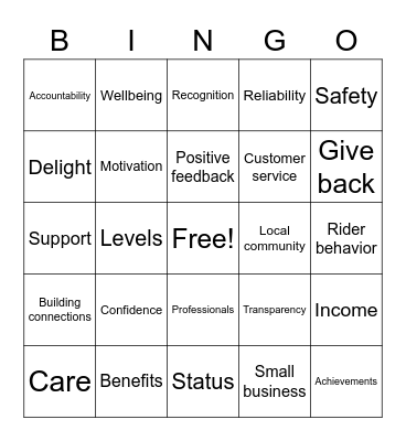 Community Kick Off Bingo Card