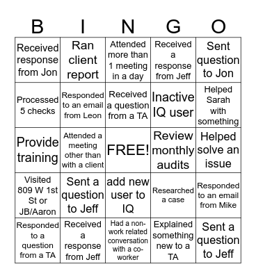 BINGO - Deb/Jason Bingo Card