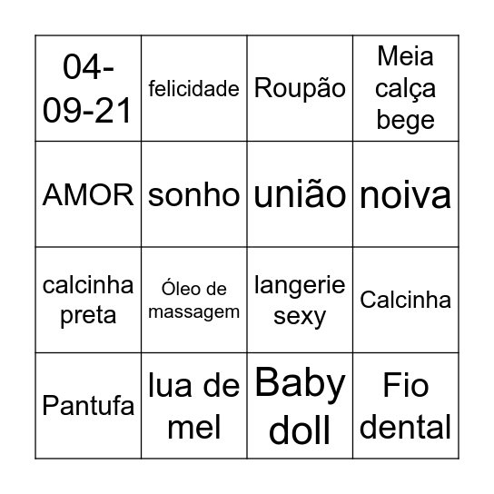 BINGO: chá da bruna Bingo Card