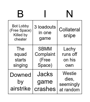 Stodeh Warzone Bingo Card