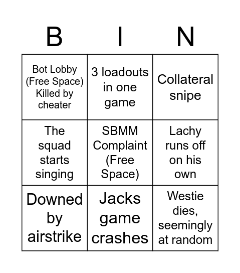 Stodeh Warzone Bingo Card
