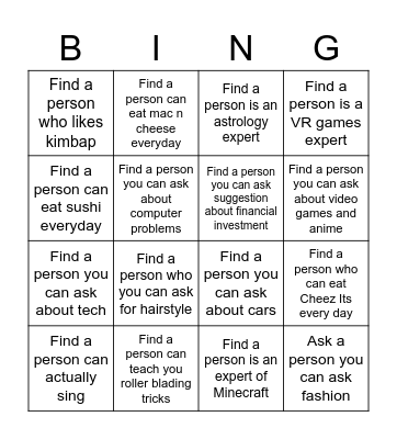 Human Bingo Card