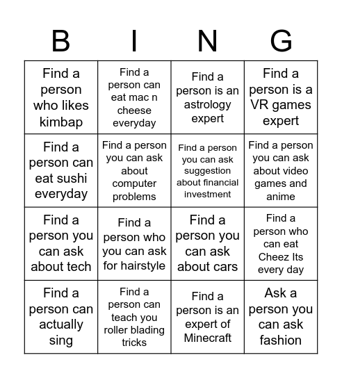 Human Bingo Card