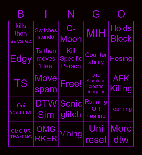 Untitled Bingo Card