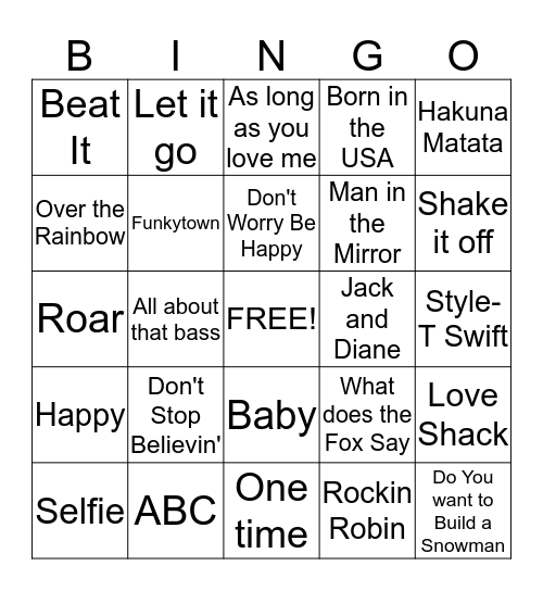 Music Bingo Card