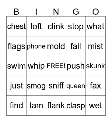 Sound Bingo Card