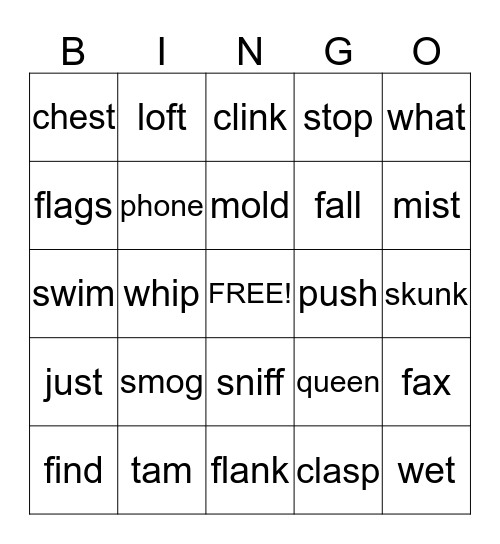 Sound Bingo Card