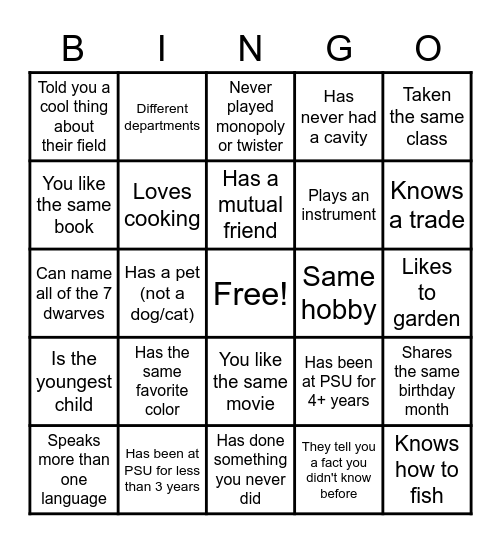 Fireside Chat Bingo Card