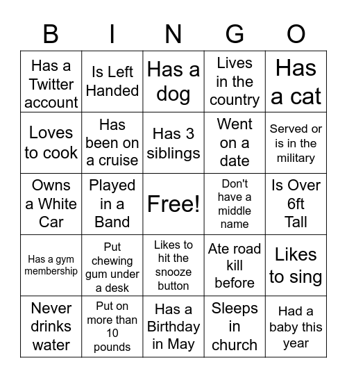Brown's Bingo Card