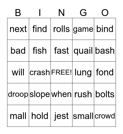 Sound Bingo Card