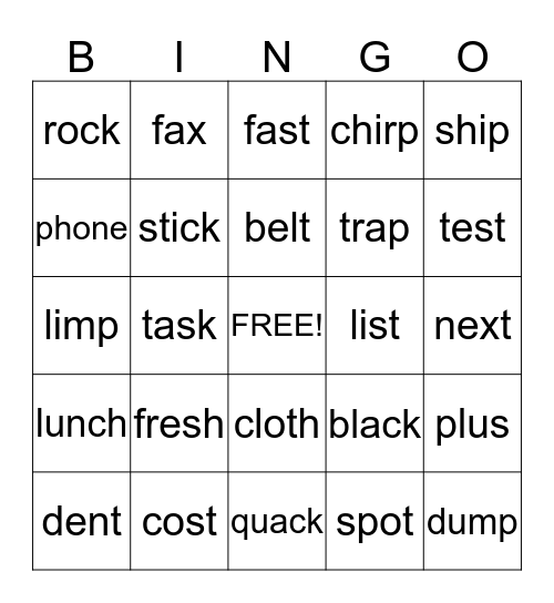 Sound Bingo Card