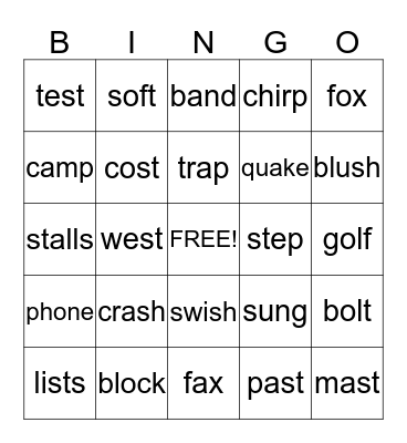 Sound Bingo Card