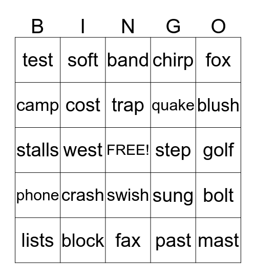 Sound Bingo Card
