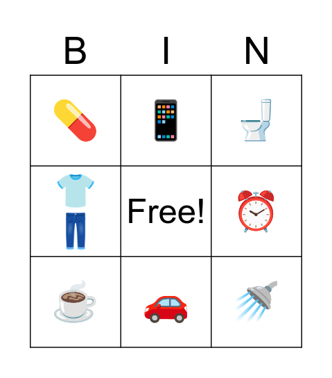 Tuesday morning Bingo Card