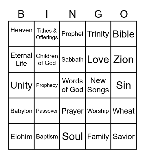 GOD BLESS YOU! Bingo Card