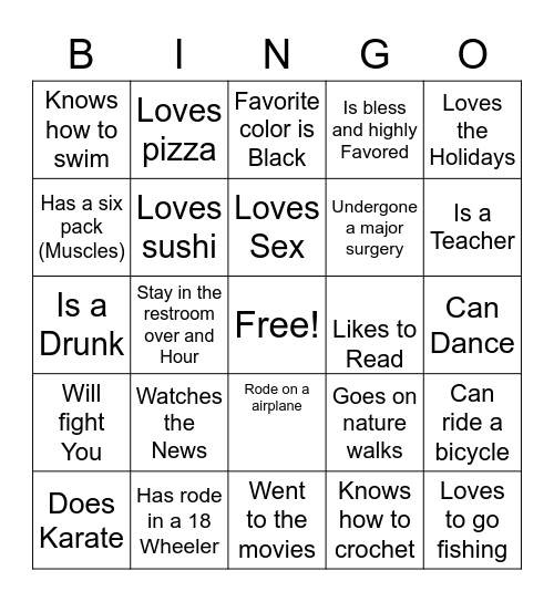 Brown's Bingo Card