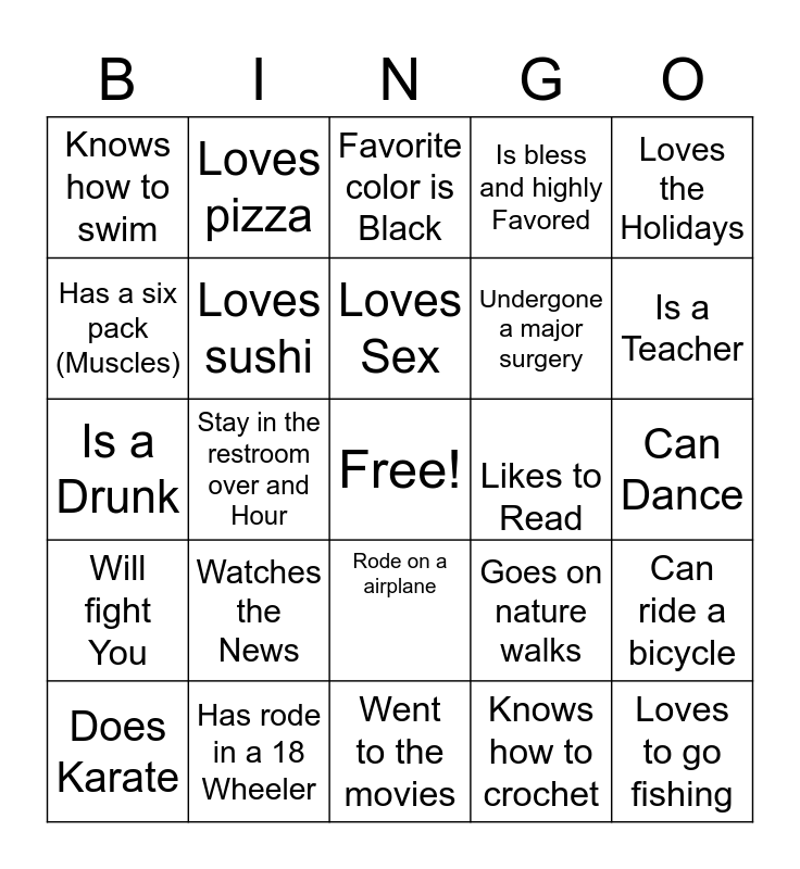 Brown's Bingo Card