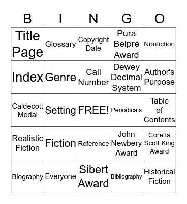 Library Bingo Card