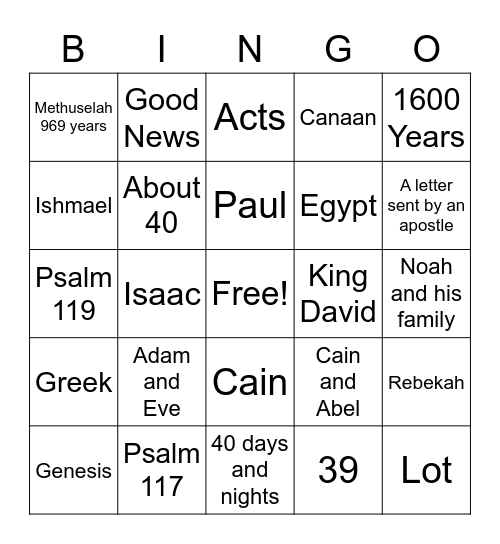 JBQ 10 Pointers, Set 1 Bingo Card