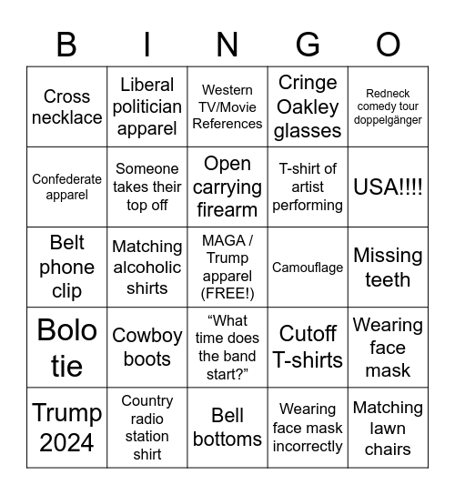 Country Festival BINGO Card