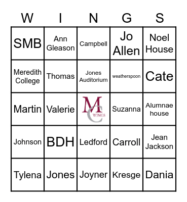 Wings Bingo Card