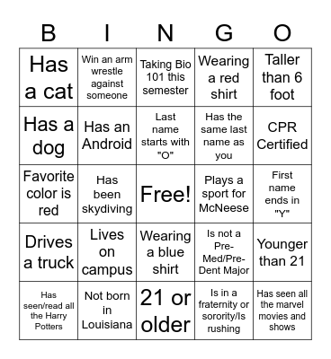 Ice Breaker Bingo Card