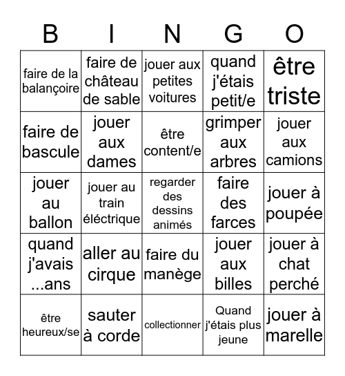 Fr 2 Ch 6  Voc 1  Bingo Card