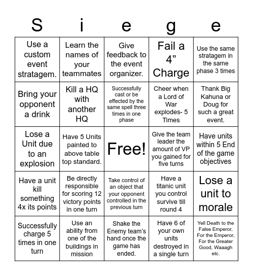 Apocalypse Bingo Card