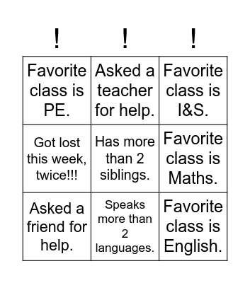 Who are you? Name: _______________ Bingo Card