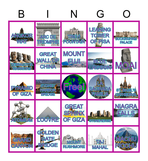 World Travel Bingo Card