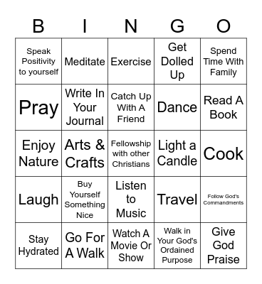 Self-Care Bingo Card