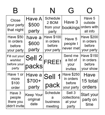 Hostess Bingo  Bingo Card