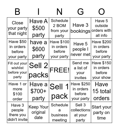 Hostess Bingo  Bingo Card