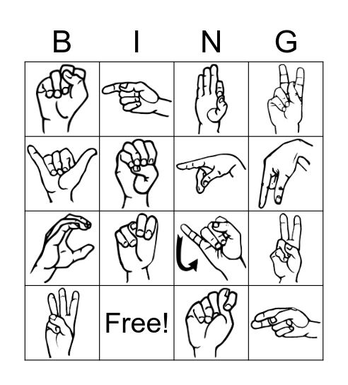 ASL 1 Alphabet Bingo Card